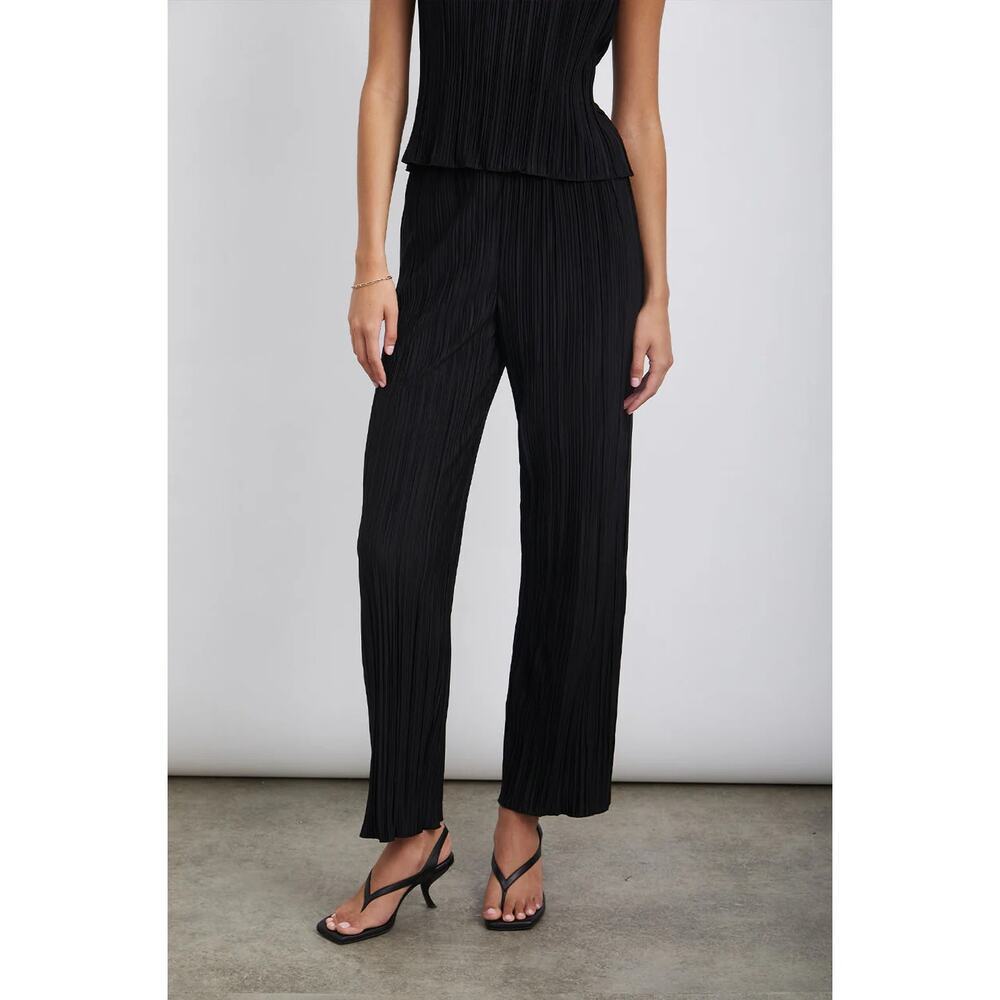 Rails Womens Rowan Pleated Pull On Pants Black Straight Leg Elastic Waist NWT XL